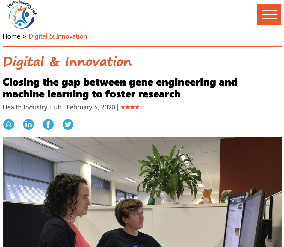 Health Industry Hub: Closing the gap between gene engineering and machine learning to foster research